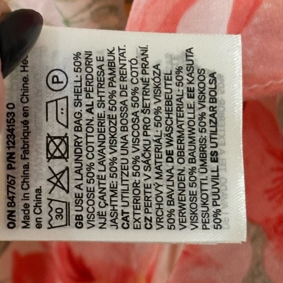 H&M| Pink Floral Flounced Camisole Midi Dress w/ Spaghetti Straps Sz XL - Picture 5 of 8